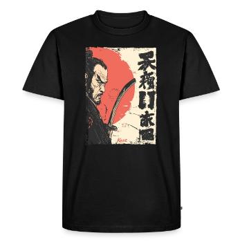 Samouraï du Soleil Rouge Japonais - T-shirt Premium bio Homme - noir - Devant - Nico (187cm)