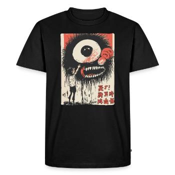 Garçon d’art de rue avec un œil de monstre - T-shirt Premium bio Homme - noir - Devant - Nico (187cm)