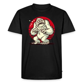 Effrayé drôle Yéti Bigfoot effrayé - T-shirt Premium bio Homme - noir - Devant - Nico (187cm)