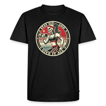 Skeleton Fit Girl: Stay fit and give it your all! - Men's Premium Organic T-Shirt - black - Front - Nico (187cm)