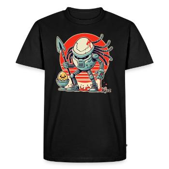 Créature extraterrestre : Défenseur de l’œuf du petit-déjeuner - T-shirt Premium bio Homme - noir - Devant - Nico (187cm)