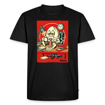 Oeuf de bureau fatigué avec du café - T-shirt Premium bio Homme - noir - Devant - Nico (187cm)