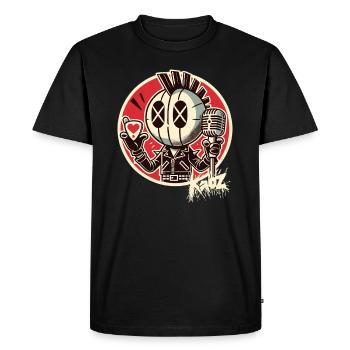 Punk Rocker avec micro et médiator - T-shirt Premium bio Homme - noir - Devant - Nico (187cm)