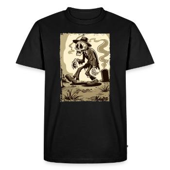 Squelette Gentleman dans le cimetière - T-shirt Premium bio Homme - noir - Devant - Nico (187cm)