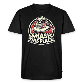 Smash This Place – Angry Hammerman - Men's Premium Organic T-Shirt - black - Front - Nico (187cm)