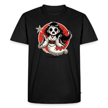 Drôle de dessin animé japonais fantôme Geisha - T-shirt Premium bio Homme - noir - Devant - Nico (187cm)