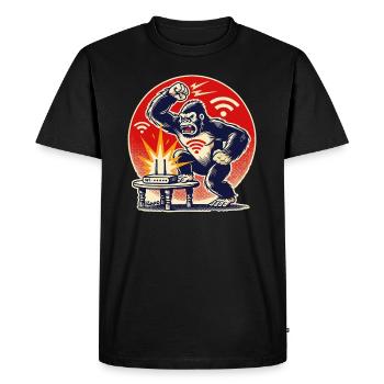 Une mode agressive comme un singe ! Wi-Fi Rage Gorilla - T-shirt Premium bio Homme - noir - Devant - Nico (187cm)