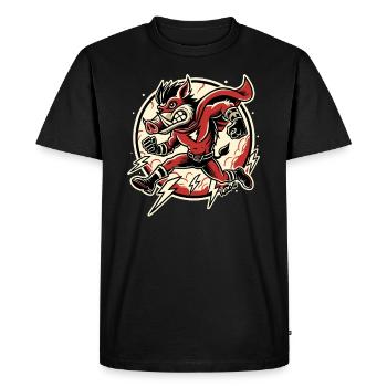 Super sanglier – Rapide comme l’éclair et inarrêtable ! - T-shirt Premium bio Homme - noir - Devant - Nico (187cm)