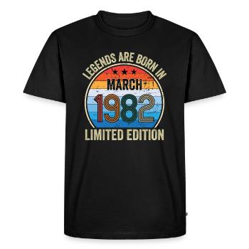 Les légendes sont nées en mars 1982 Édition limitée - T-shirt Premium bio Homme - noir - Devant - Nico (187cm)