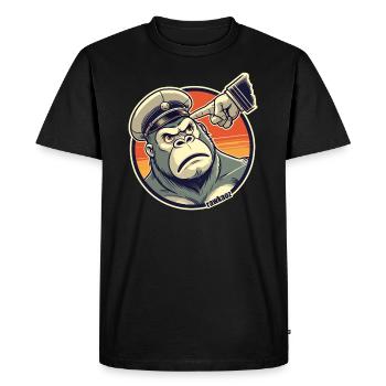 Singe strict avec bonnet obtient doigt - T-shirt Premium bio Homme - noir - Devant - Nico (187cm)