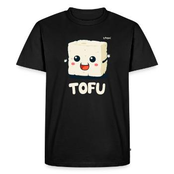 Dessin animé mignon de tofu - Funny Veggie Design - T-shirt Premium bio Homme - noir - Devant - Nico (187cm)