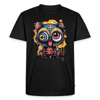 Crazy Graffiti Cat Street Art Style - T-shirt Premium bio Homme - noir - Devant - Nico (187cm)