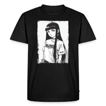Japanese Cartoon Girl and Politics - Men's Premium Organic T-Shirt - black - Front - Nico (187cm)