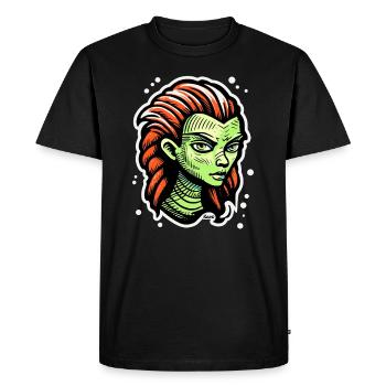 Femme extraterrestre verte - Style de tatouage de science-fiction - T-shirt Premium bio Homme - noir - Devant - Nico (187cm)