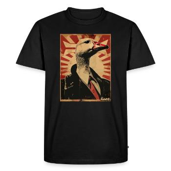 Majestic goose in a suit - Men's Premium Organic T-Shirt - black - Front - Nico (187cm)