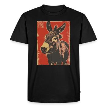 Âne rétro – Motif animalier vintage - T-shirt Premium bio Homme - noir - Devant - Nico (187cm)