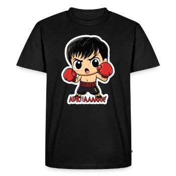 Chibi Boxer – combatif avec citation culte - T-shirt Premium bio Homme - noir - Devant - Nico (187cm)