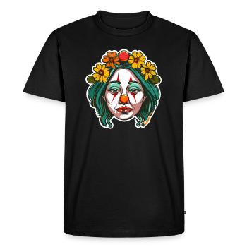 Clown triste avec couronne de fleurs - T-shirt Premium bio Homme - noir - Devant - Nico (187cm)