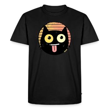 Chat rétro coquin - T-shirt Premium bio Homme - noir - Devant - Nico (187cm)