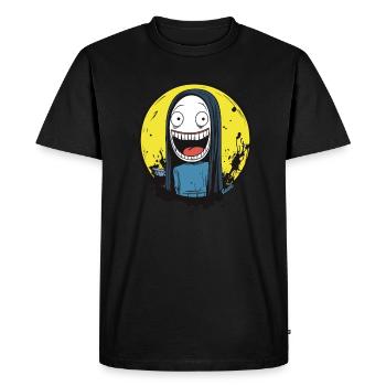 Figurine folle aux cheveux longs - T-shirt Premium bio Homme - noir - Devant - Nico (187cm)