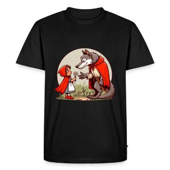 Petit Chaperon Rouge Conte de fées Loup Personnage de conte de fées mignon - T-shirt Premium bio Homme - noir - Devant - Nico (187cm)