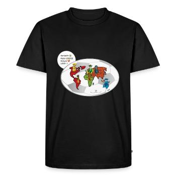 Le football relie les mondes - Les gardiens d'Orbis - T-shirt Premium bio Homme - noir - Devant - Nico (187cm)