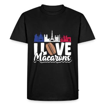 I Love Macaron Paris France Patisserie - T-shirt Premium bio Homme - noir - Devant - Nico (187cm)