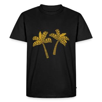 golden palm trees - Men's Premium Organic T-Shirt - black - Front - Nico (187cm)