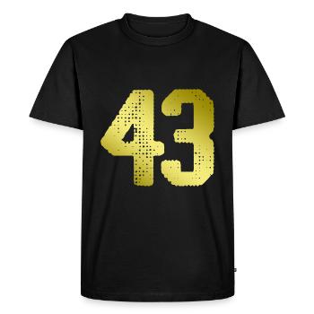 43 Maillot numéro - T-shirt Premium bio Homme - noir - Devant - Nico (187cm)