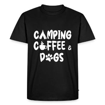 Camping Café Chiens Loisirs Vacances en camping - T-shirt Premium bio Homme - noir - Devant - Nico (187cm)