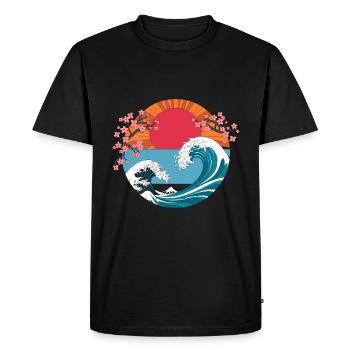 Big Wave Vaporwave Esthétique Années 80 Mode Anime - T-shirt Premium bio Homme - noir - Devant - Nico (187cm)