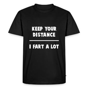 Keep your distance. I fart a lot. - Men's Premium Organic T-Shirt - black - Front - Nico (187cm)
