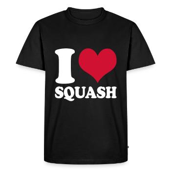 I Love Squash - Men's Premium Organic T-Shirt - black - Front - Nico (187cm)