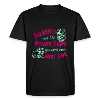 Les Australiens sont comme des croustilles - roses - T-shirt Premium bio Homme - noir - Devant - Nico (187cm)