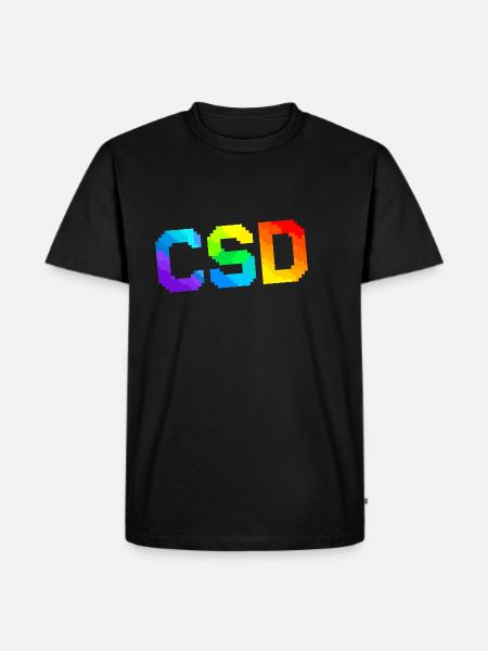 CSD - Pixel Pride Flag - Männer Premium Bio T-Shirt - Schwarz