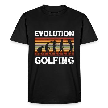 Golf Evolution From Monkey To Men Golfing - Men's Premium Organic T-Shirt - black - Front - Nico (187cm)