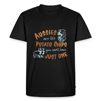 Les Australiens sont comme des croustilles - de l’or - T-shirt Premium bio Homme - noir - Devant - Nico (187cm)