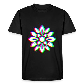 EDM Tricolore - Mandala floral - Style Glitch Rave - T-shirt Premium bio Homme - noir - Devant - Nico (187cm)