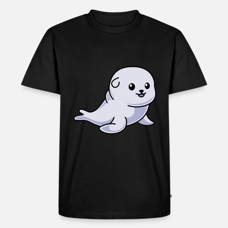 Robbe Tier Comic - Männer Premium Bio T-Shirt - Schwarz