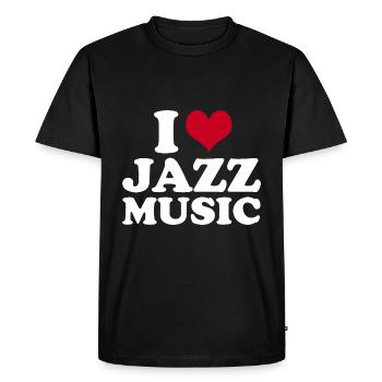 I Love Jazz Music - Men's Premium Organic T-Shirt - black - Front - Nico (187cm)