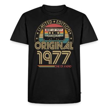 Né 1977 Vintage Rétro Anniversaire - T-shirt Premium bio Homme - noir - Devant - Nico (187cm)