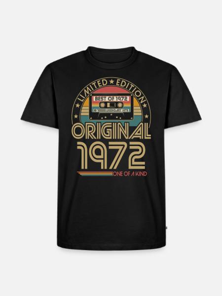 Born in 1972 Vintage Retro Birthday - Men's Premium Organic T-Shirt - black