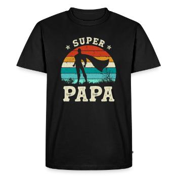 Super Papa Cadeau Super-Héros Fête des Pères - T-shirt Premium bio Homme - noir - Devant - Nico (187cm)