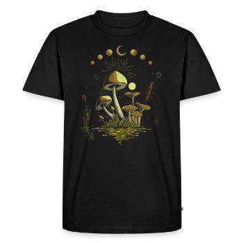 Moon Phase Goblincore, Cottagecore Mushrooms Spiritual - Men's Premium Organic T-Shirt - black - Front - Nico (187cm)