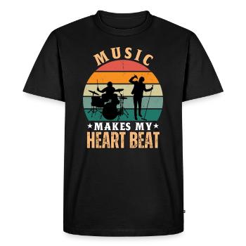 La musique fait battre mon cœur - T-shirt Premium bio Homme - noir - Devant - Nico (187cm)
