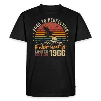 Né en Fevrier 1966 Anniversaire 1966 Février - T-shirt Premium bio Homme - noir - Devant - Nico (187cm)