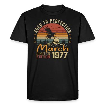 Les Légendes Sont Nées en Mars 1977 Vintage Retro - T-shirt Premium bio Homme - noir - Devant - Nico (187cm)