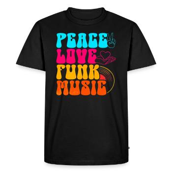 Paix Amour Musique Funk - T-shirt Premium bio Homme - noir - Devant - Nico (187cm)