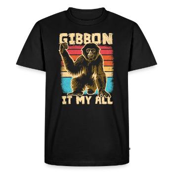 Gibbon - Drôle de dicton - T-shirt Premium bio Homme - noir - Devant - Nico (187cm)