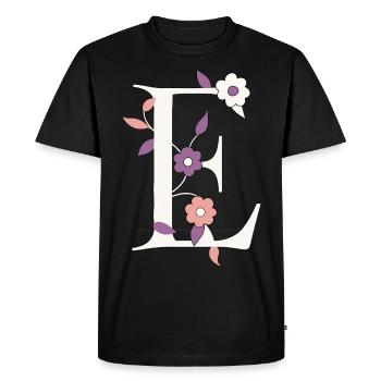 Lettre E Monogramme Rétro - T-shirt Premium bio Homme - noir - Devant - Nico (187cm)
